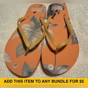 XimiVogue Aloha Tropical Peachy Pink & Gray Floral Flip Flop Casual Sandal